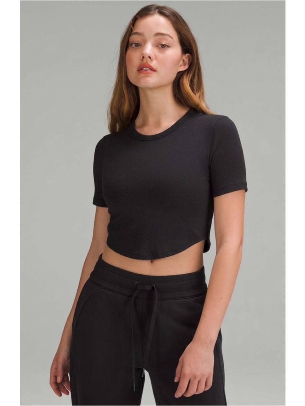 Lululemon Hold Tight Cropped T Shirt Size 8 in Black